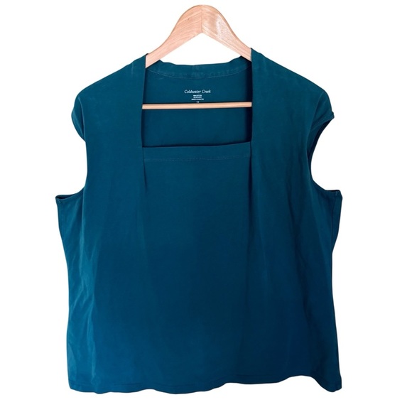 Coldwater Creek Womens Tank Top 14/16 Green Lightweight Office Career Stretch - Picture 4 of 11